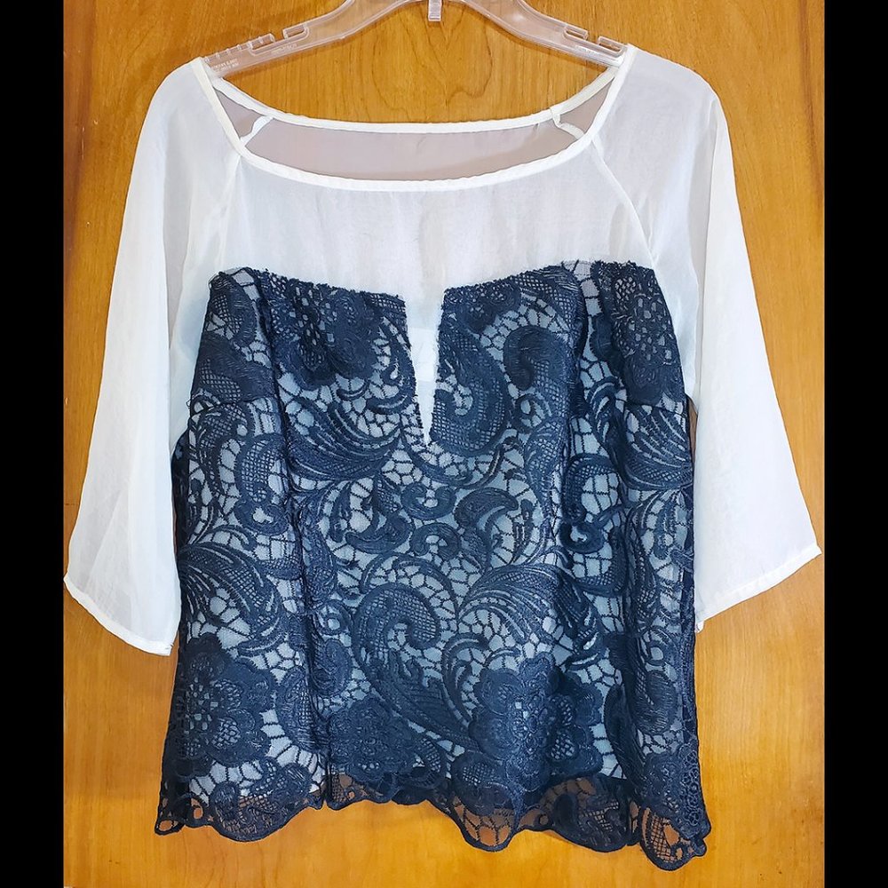 Weston Wear - Ivory & Black Lace Blouse